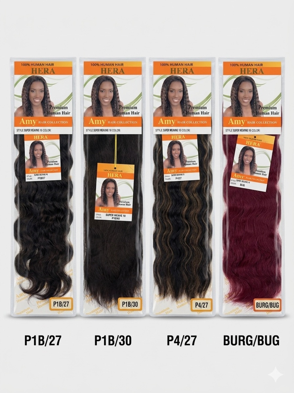 Lot of 4 varieties Amy Premium Human Hair Weave -